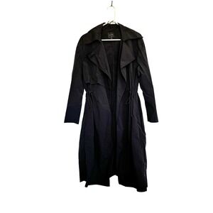Love Tree Black Nylon Lightweight Long‎ Trench Coat Jacket Medium 80201JH